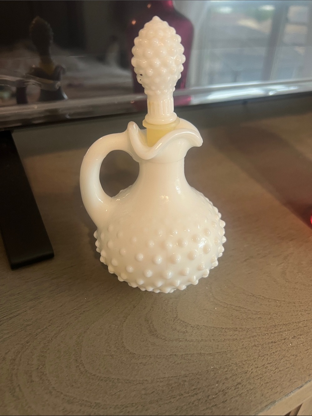 Avalon White Hobnail Glass Cruet Decanter with Stopper - Home Accents